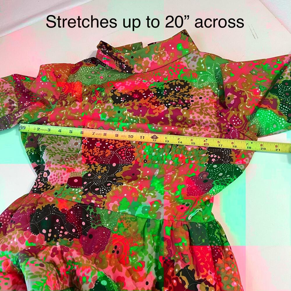 Vintage Sears House Dress At Home Wear USA Quilted Floral Maxi Mock Neck 60s 70s - Picture 14 of 16